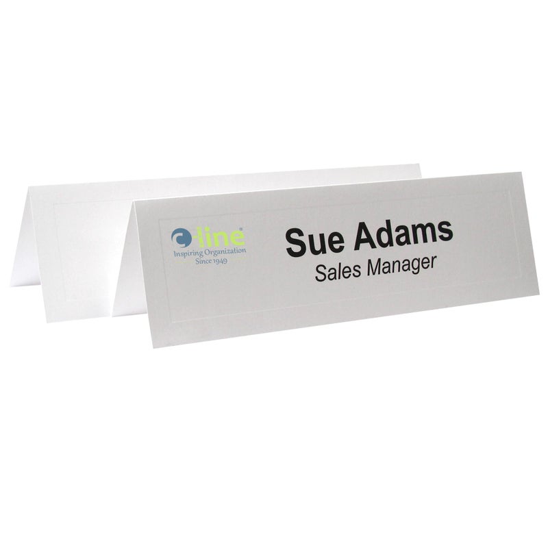 C-Line Medium Name Tent Cards, Inkjet/Laser Ready, Scored, Embossed White, 2.5 x 8.5 Inches Folded, 100-Count (87587)